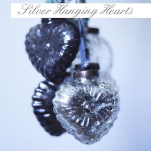 frosted silver hanging hearts
