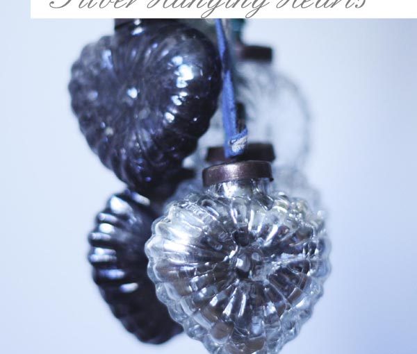 frosted silver hanging hearts