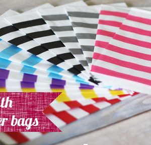 striped paper bags