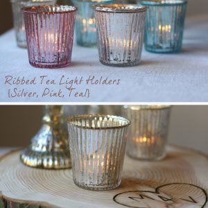 glass tea light holders silver pink teal wedding table decorations