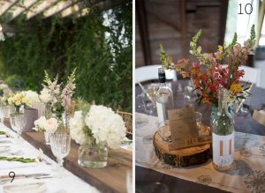 rustic centrepices long wedding tables