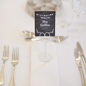 white heart place card holders