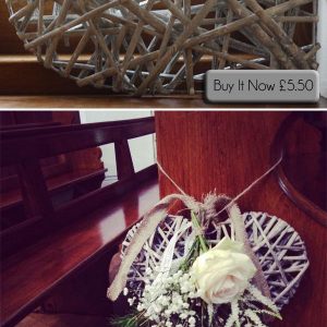 grey willow heart hanging wedding heart pew end