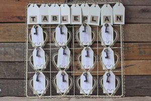Rustic Vintage Wedding Table Plan Cream Heart Frame