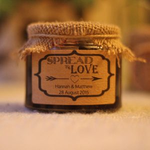 spread the love wedding favour stickers for jam wedding favours