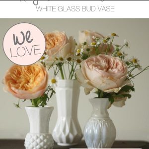 white glass bud vases wedding table decorations