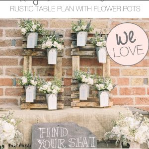wedding table plan rustic with flower pots