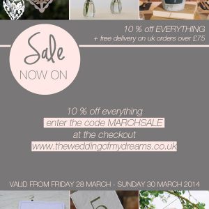 10 percent sale at the wedding of my dreams wedding decorations shop