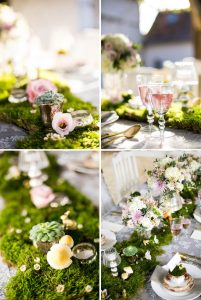 rustic woodland forest wedding moss mercury silver tea light holders