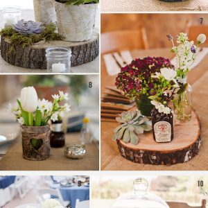 tree slice stree wedding centrepiece decoration ideas rustic woodland