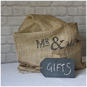 hessian sack for wedding gifts