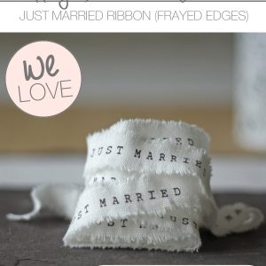 weding ribbon just married ribbon rustic frayed edges