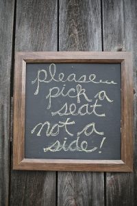 wedding ceremony signs ideas blackboard please pick a seat not a side