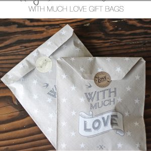 with much love paper gift bags for wedding favours
