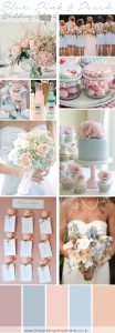 blue pink and peach wedding inspiration decorations