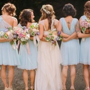 blue pink and peach wedding inspiration