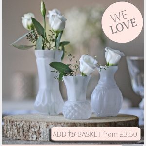 frosted white bud vases