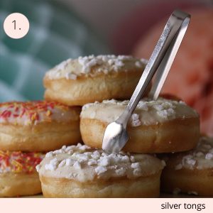 silver tongs fod wedding dessert table