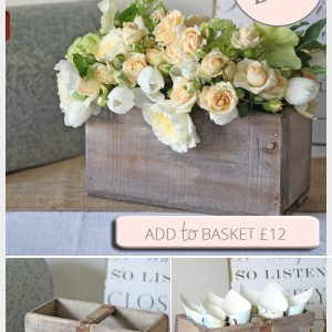 reclaimed wooden box centrepiece