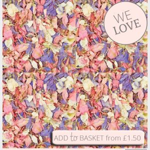 biodegradable confetti petals for weddings summer mix pink purple ivory delphinium petals
