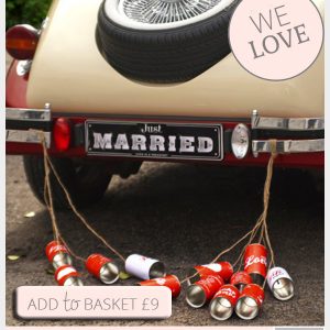 red tin cans for wedding cars