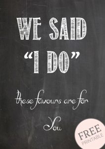 free printable chalkboard wedding signs for wedding favours we said I Do these favours are for you