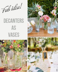 pressed glass decanters wedding centrepiece vases