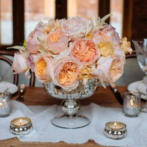 Antique silver footed bowl wedding centrepiece