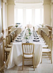 gold chairs look fab around the table - metallic wedding ideas