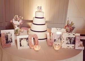 tea lights wedding cake table