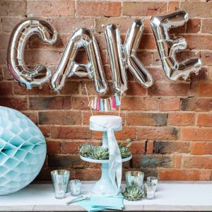 Silver cake balloons
