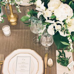 White And Gold Wedding Table 100layercake.com - anniemcelwain.com
