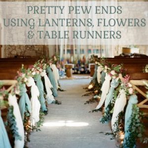 pretty-ceremony-pew-ends-using-table-runners-lanterns-and-flowers