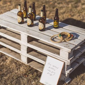 garden games wedding hoopla with beer bottles