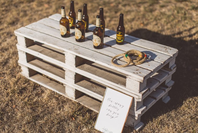 garden games wedding hoopla with beer bottles