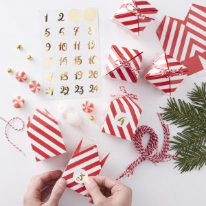 Fill your own advent calendar boxes red gold