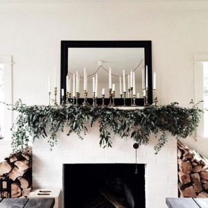 christmas fireplace brass candlesticks