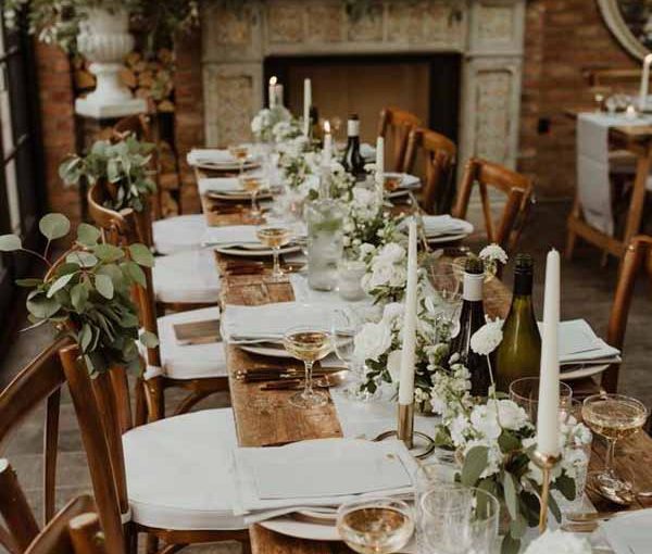 barn wedding with gold styling