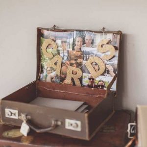 cards bunting wedding table suitcases