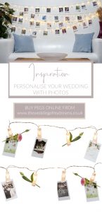 Personalise your wedding with photos LED pegs pegging them up around your wedding venue wedding styling ideas from the wedding of my dreams