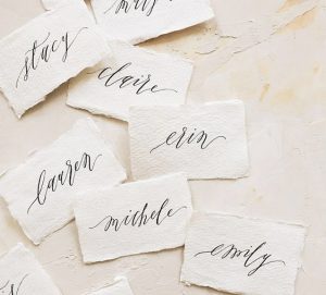 elegant sophisticated calligraphy place cards