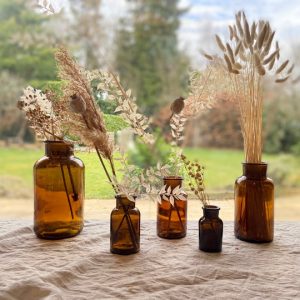Amber Brown Glass Apothecary Bottle Vases with Lids (Set of 5) £28.00