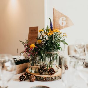 Tree slice rustic wedding centrepieces from The Wedding of my Dreams1