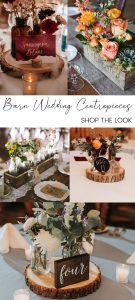 Rustic wedding centrepieces milk churns urns wood slices stumps bottles The Wedding of my Dreams V2