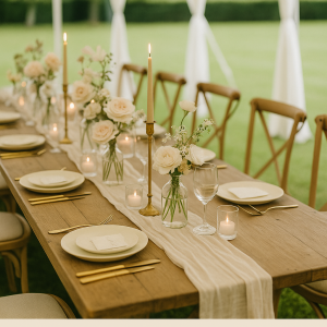 elegant neutral wedding table styling decor uk
