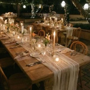 cheesecloth gauze wedding table runners